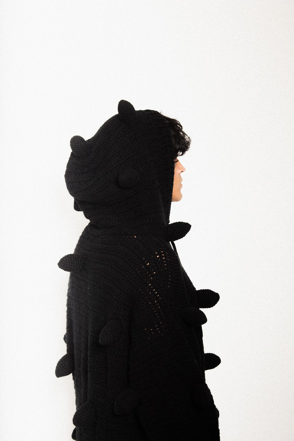 Spiked Zip-up Crochet Hoodie